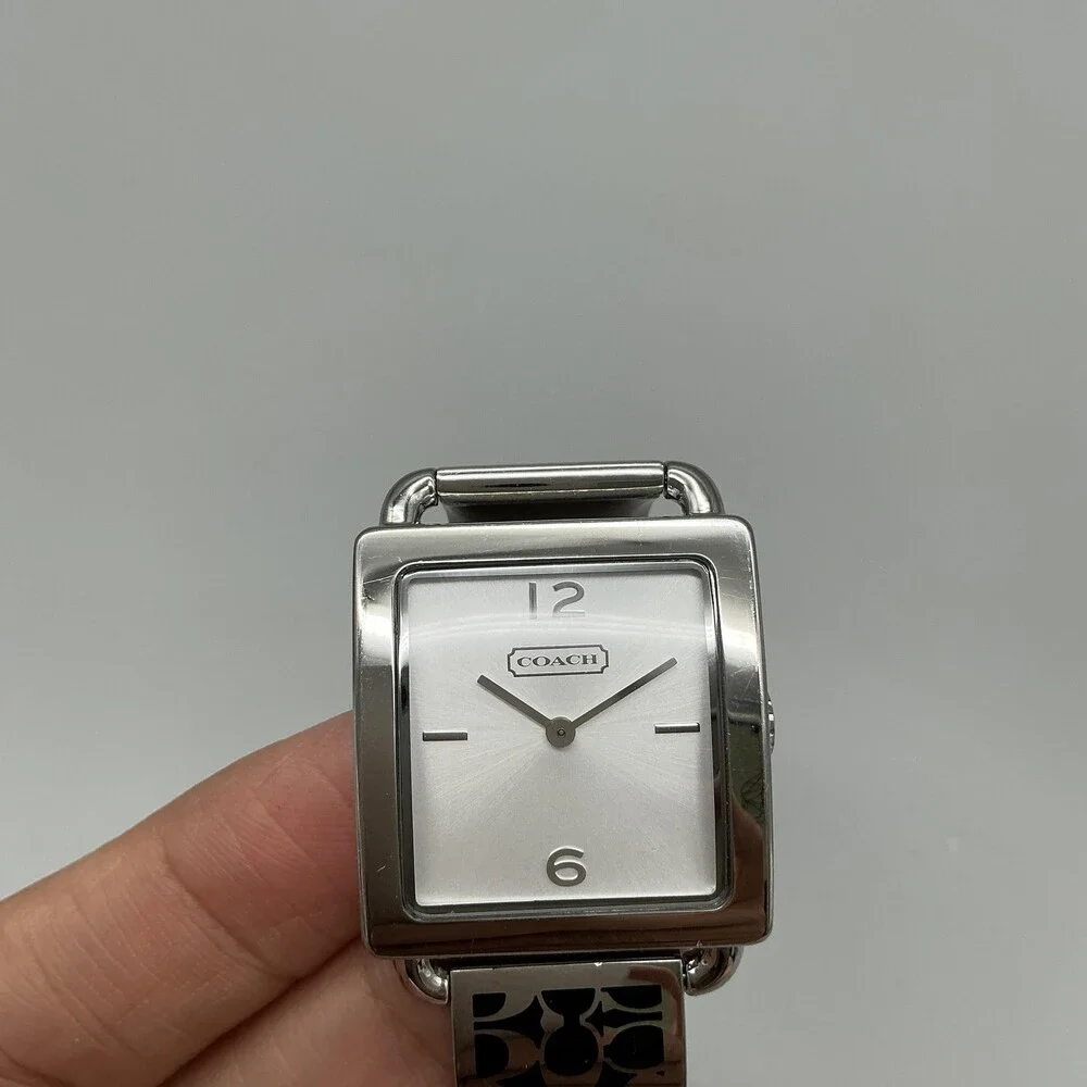 Coach Legacy Womens Watch 27mm Silver Dial Signature Bangle New Battery 7.25